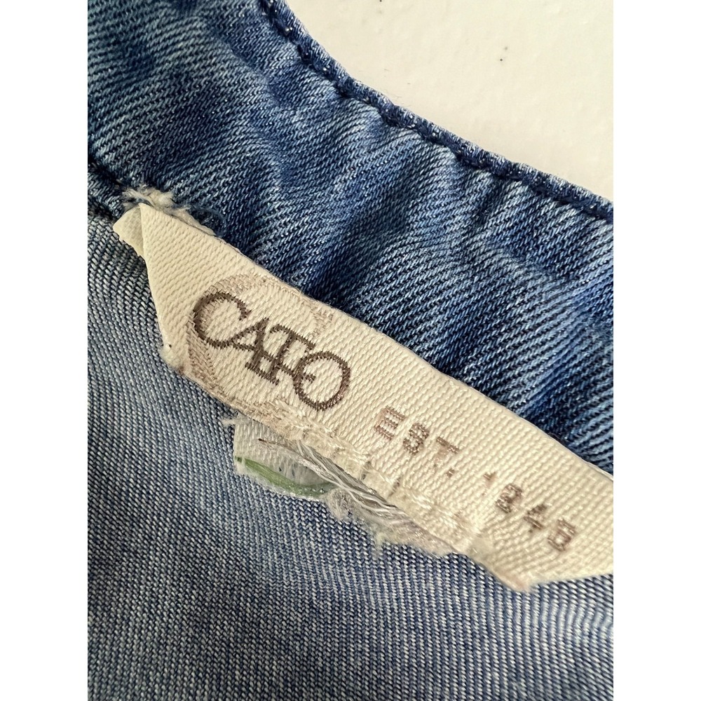 Cato Est 1946 Blue Tencel Denim Pintuck Tunic Shift Dress Pockets Boho - Picture 8 of 10